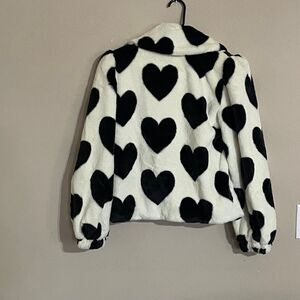 Miss Selfridge faux fur jacket heart coat size 2 womens